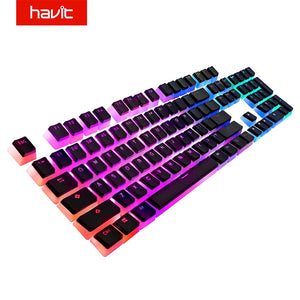 Havit Keycaps Double Shot Backlit PBT Pudding Keycap Set with Puller Compatible with Cherry MX Mechanical Keyboard, Black&amp;White