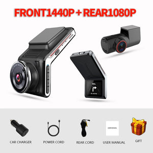 New Dash cam front and rear sameuo U2000 QHD1440p dashcam video recorder wifi car dvr with 2 cam Auto Night Vision video camera