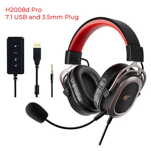 HAVIT H2008d Wired Gaming Headset 7.1 USB Surround Sound Headphones with Detachable Microphone for PC Laptop XBOX PS4 PS5 Phone